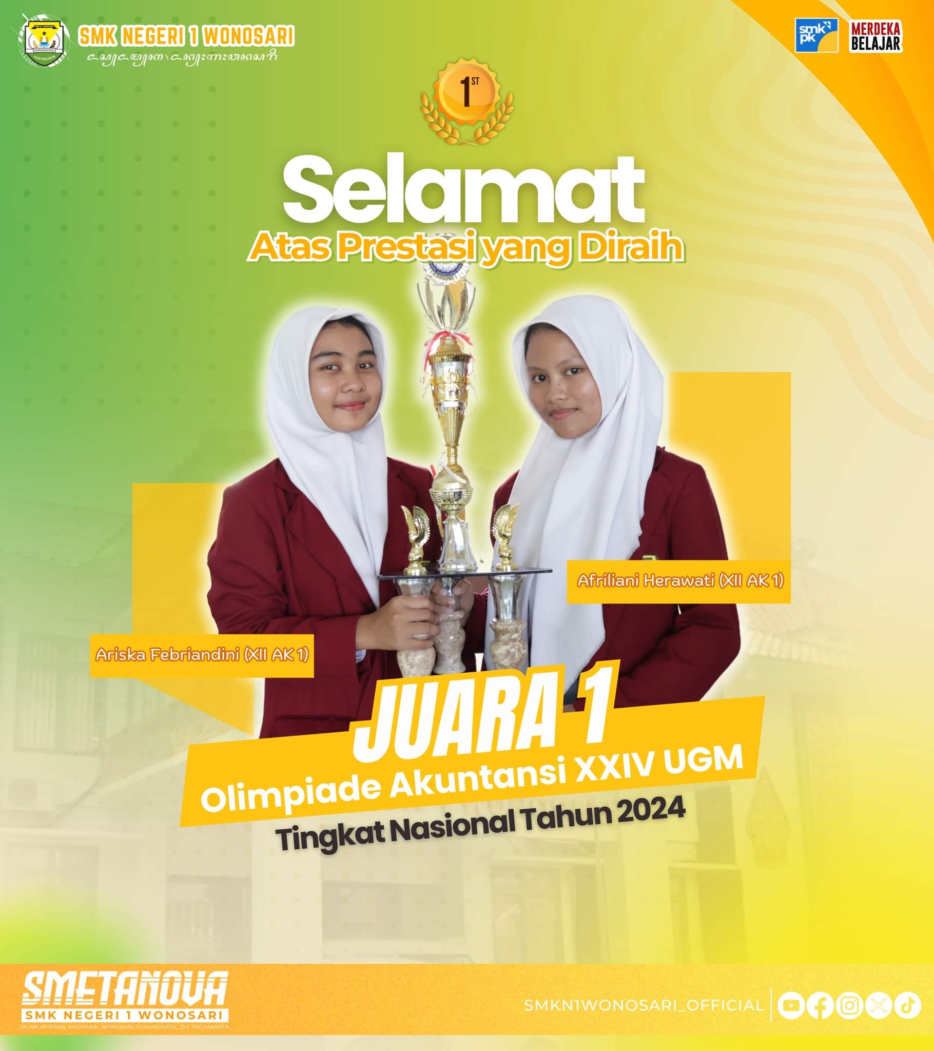 SMK Negeri 1 Wonosari Sabet Juara Umum di Ajang Olimpiade Akuntansi Tingkat Nasional UGM 2024