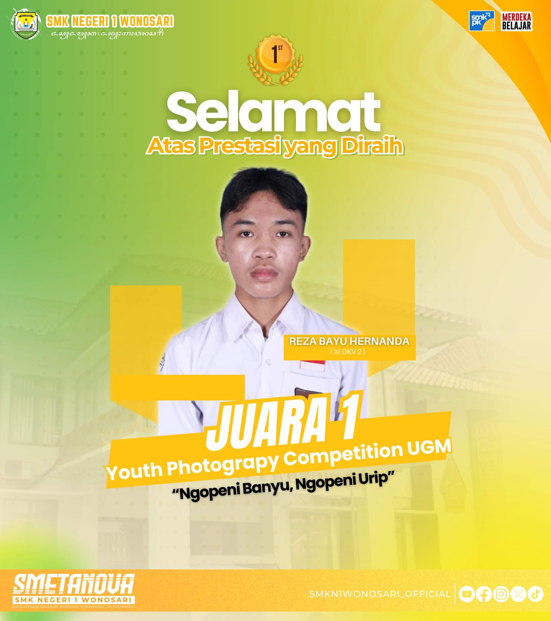 Siswa SMK Negeri 1 Wonosari Raih Juara 1 di Lomba Youth Photography Competition UGM 2024